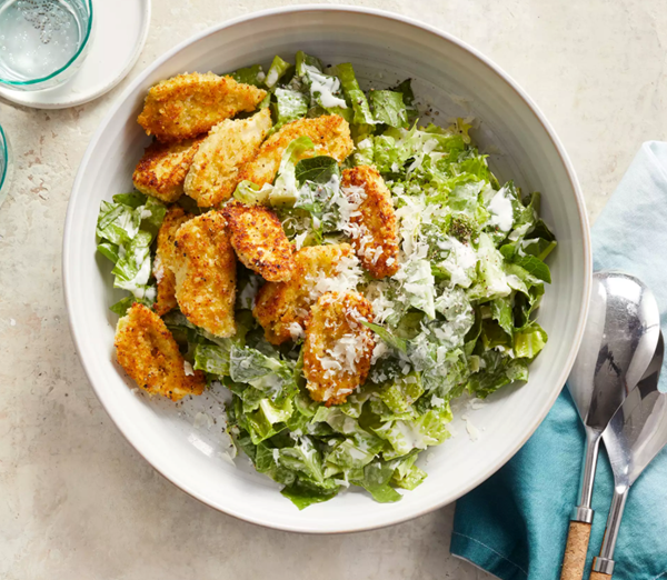 Caesar salad with crispy artichokes