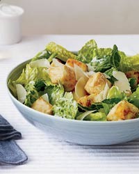 Caesar salad with crispy tofu croutons