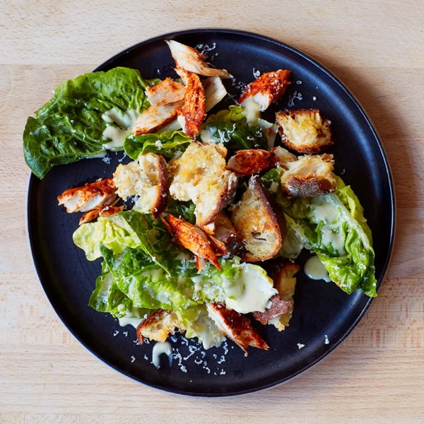 Caesar salad with grilled smoked mackerel