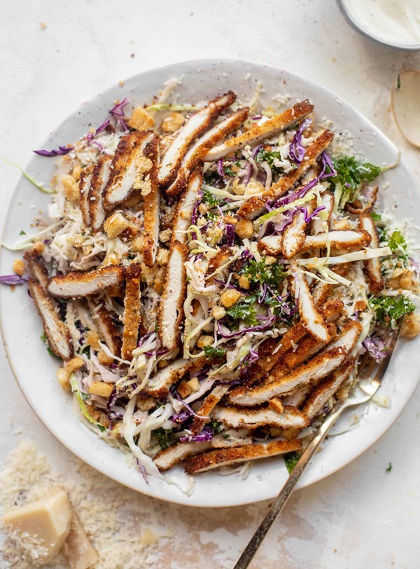 Caesar slaw with crispy chicken.