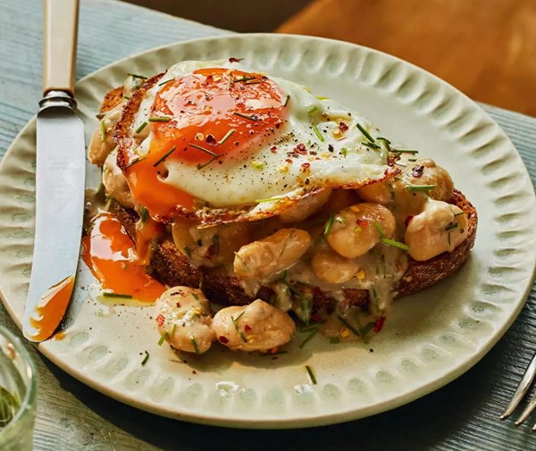 Caesar-style butter beans on toast