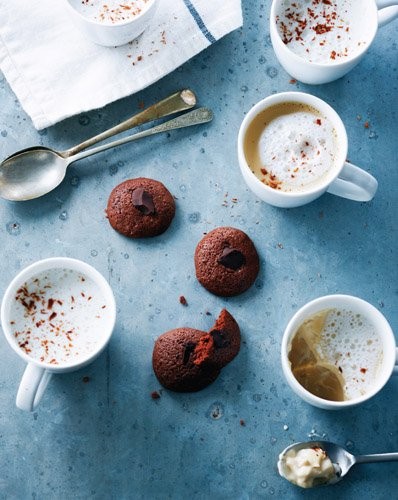 Cafè latte panna cotta with decadent chocolate cookies