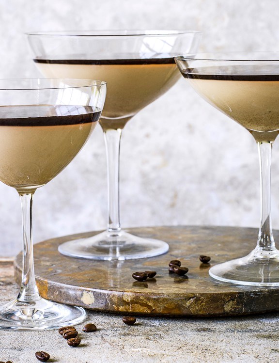 Caffé latte panna cotta with espresso syrup