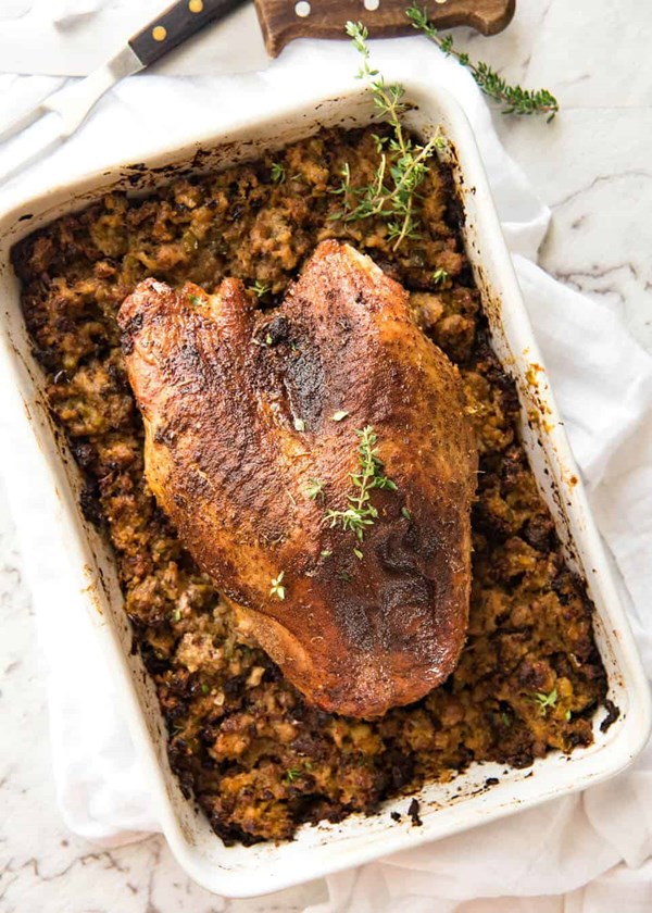 Cajun baked turkey breast and dressing
