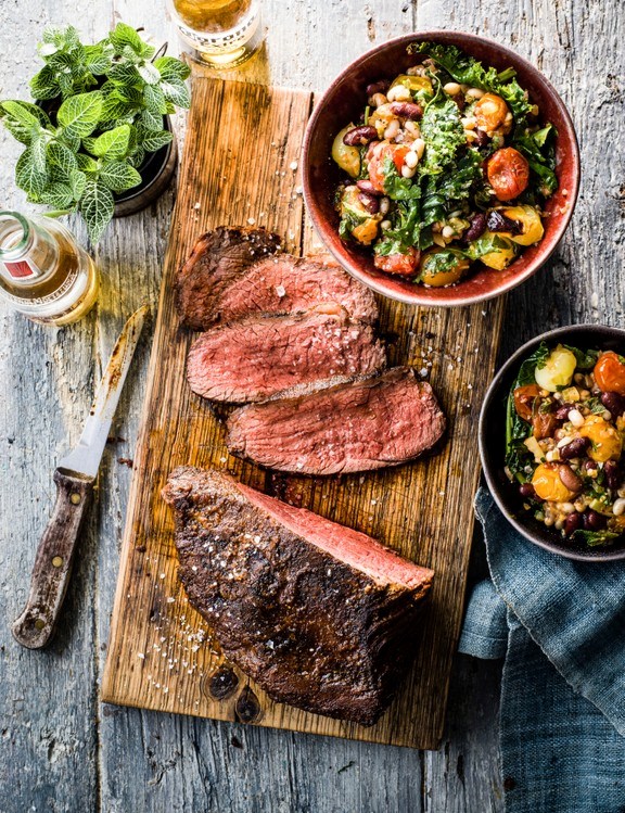Cajun picanha with bean salad