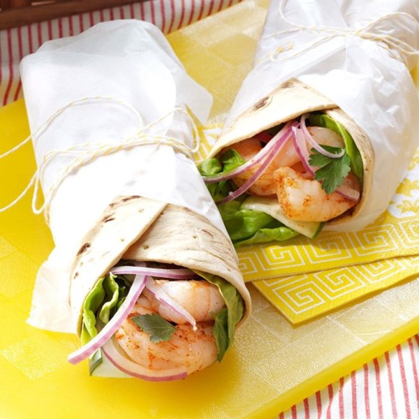 Cajun shrimp & cucumber wraps