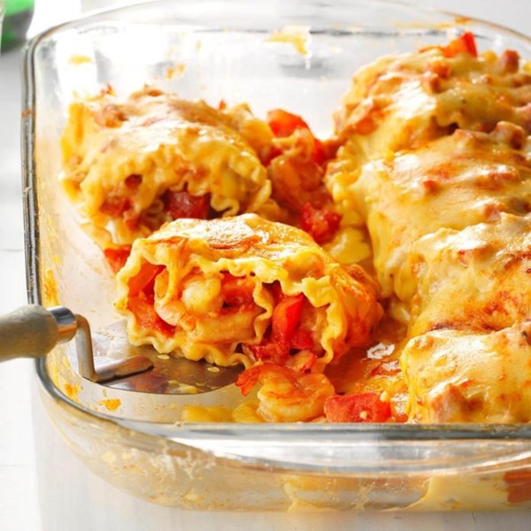 Cajun shrimp lasagna roll-ups