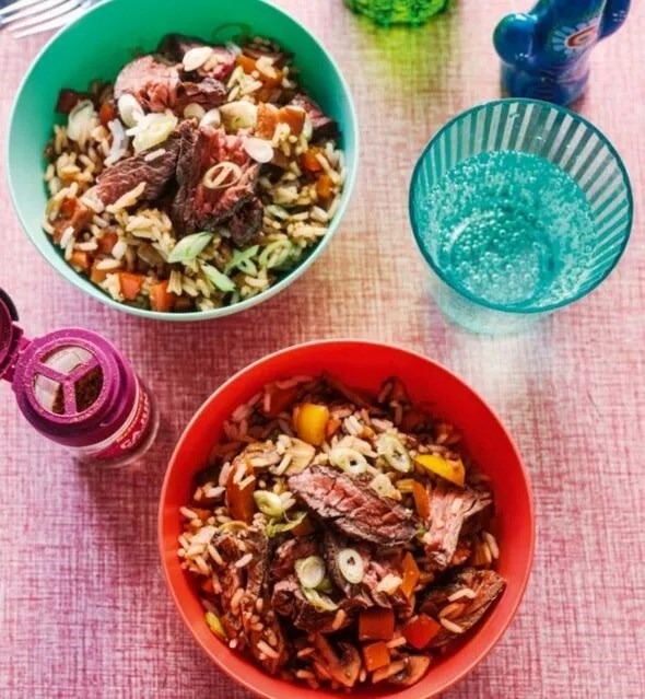 Cajun steak dirty rice