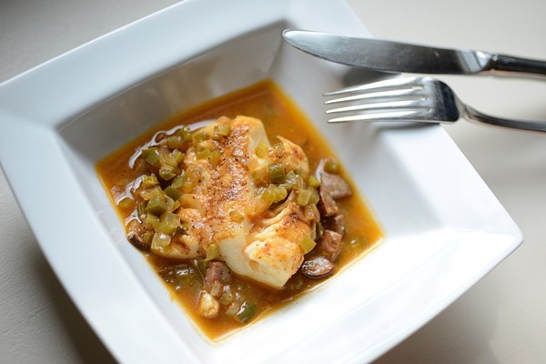 Cajun-style braised cod 