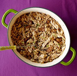 Cajun-style chicken and sausage jambalaya