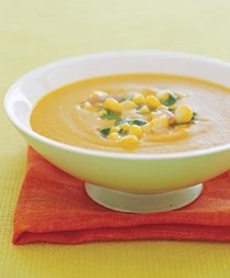 Calabaza, corn, and coconut soup