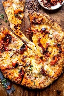 Calabrian chili roasted red pepper pizza