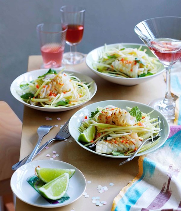 Calamari and green mango salad