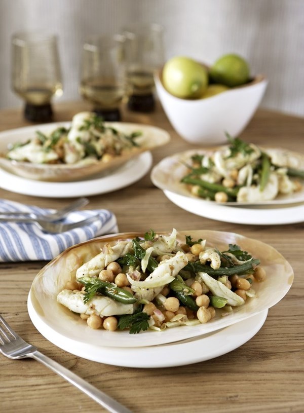Calamari, fennel and chickpea salad
