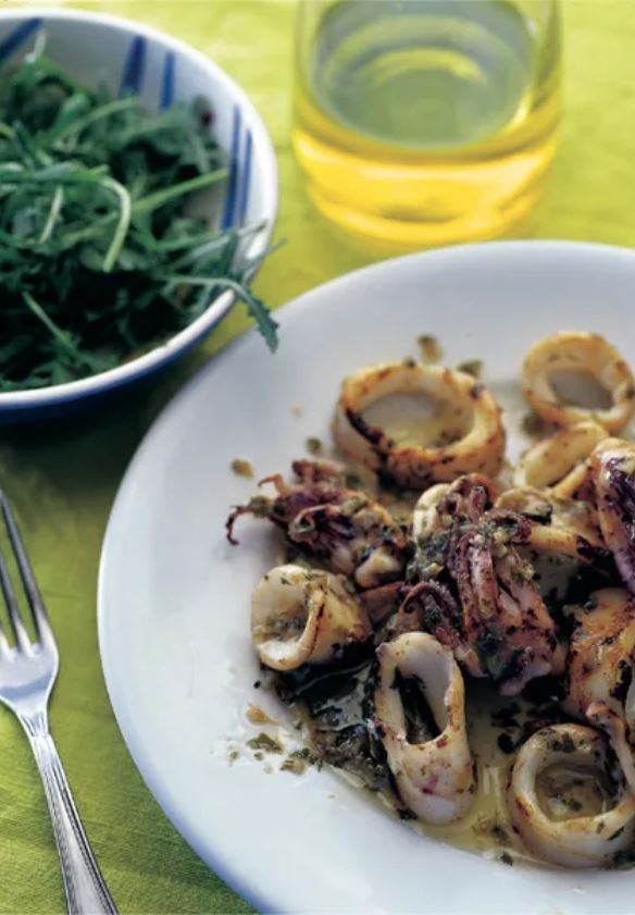 Calamari with butter, lemon, and garlic