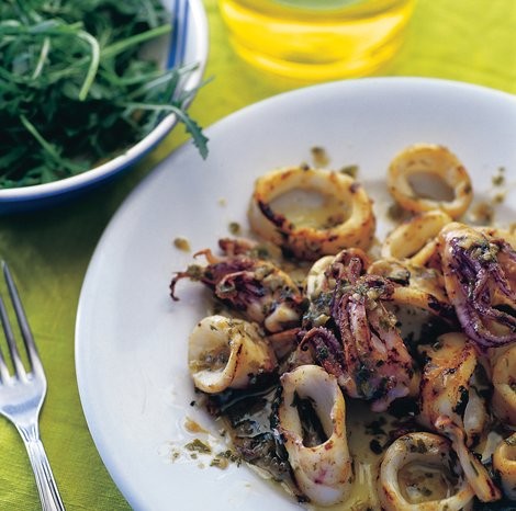 Calamari with butter, lemon, and garlic