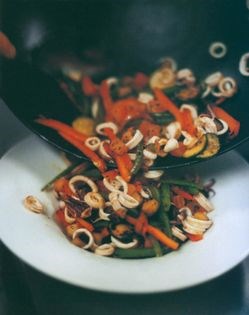 Calamari with hot ratatouille