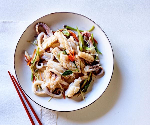Calamari with shrimp sauce