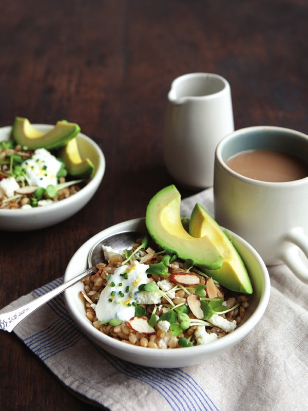 California barley bowl with lemony yogurt sauce