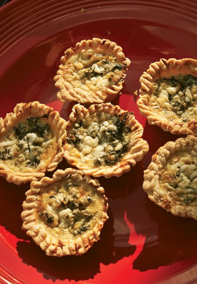 Callaloo and cheddar quiches