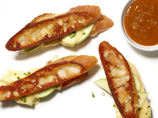 Camembert-apple grilled cheese with salted caramel