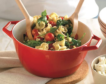 Campanelle with tomatoes and feta