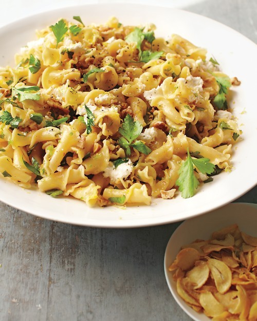Campanelle with walnuts, ricotta, and lemon