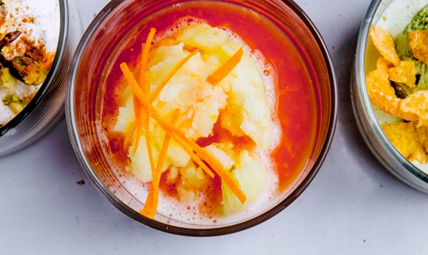 Campari affogato with lemon sorbet