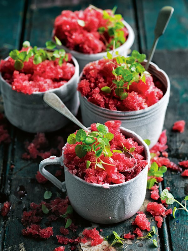 Campari and blood orange granita