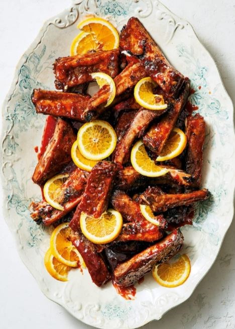 Campari and orange sticky ribs