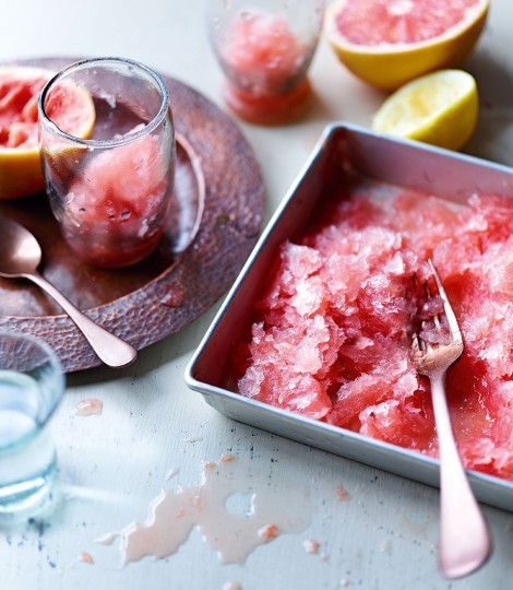 Campari and ruby grapefruit granita