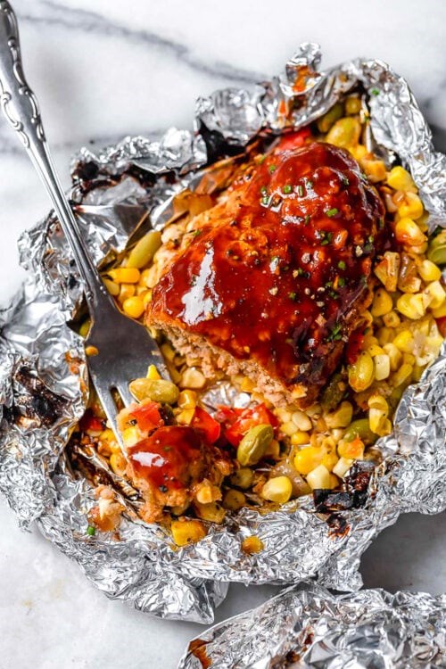  Campfire dinner meatloaf foil packets