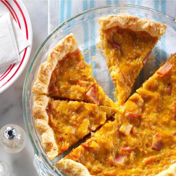 Canadian bacon onion quiche