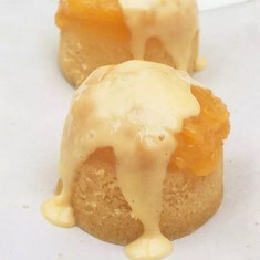 Canary lemon sponge puddings with lemon curd cream