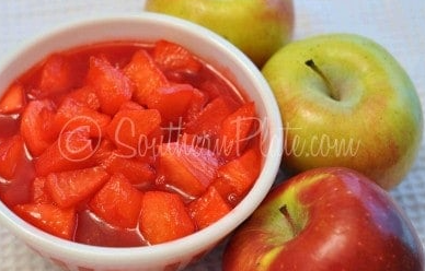 Candied apples that you eat with a fork
