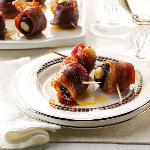 Candied bacon-wrapped figs