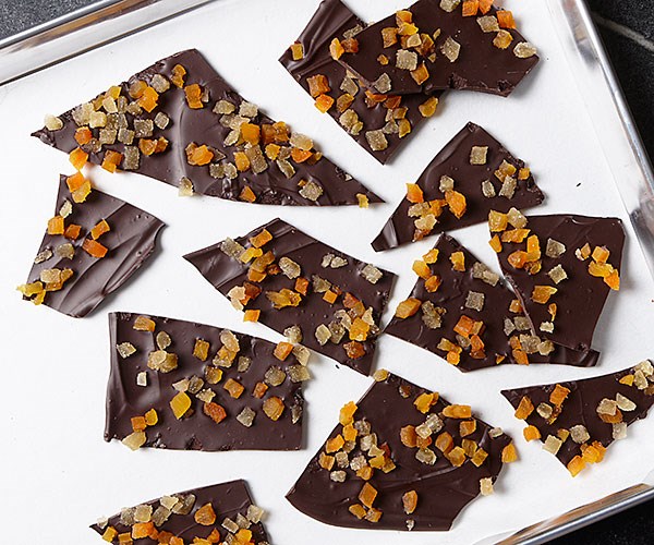Candied ginger and dried apricot bark