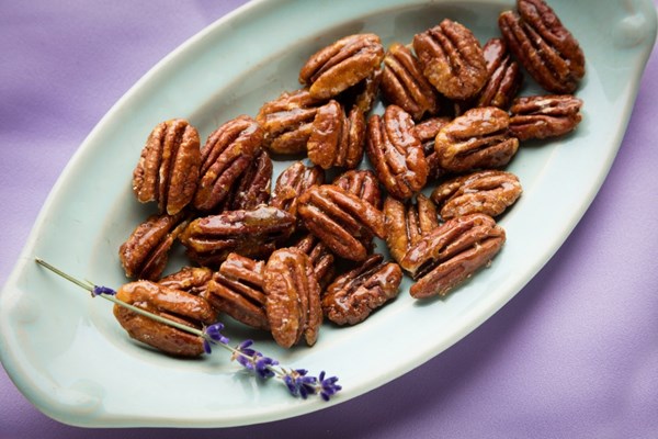 Candied lavender pecans