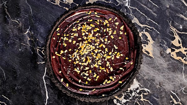 Candied-orange chocolate-caramel tart