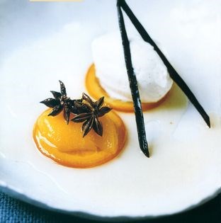 Candied oranges with orange jelly and Chantilly cream