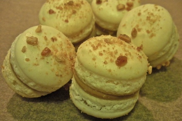 Candied peanut butter macarons