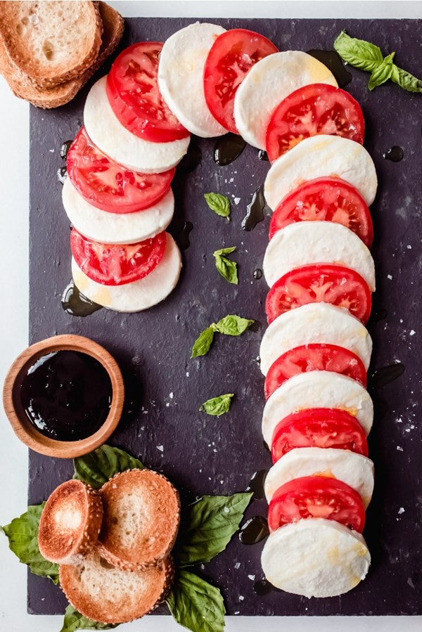 Candy cane Caprese board