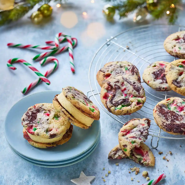 Candy cane chocolate chip cookies