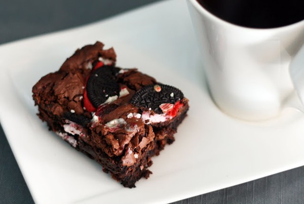 Candy cane Oreo brownies