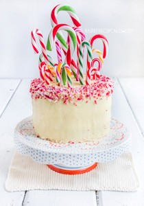 Candy cane peppermint and white chocolate swirl cake