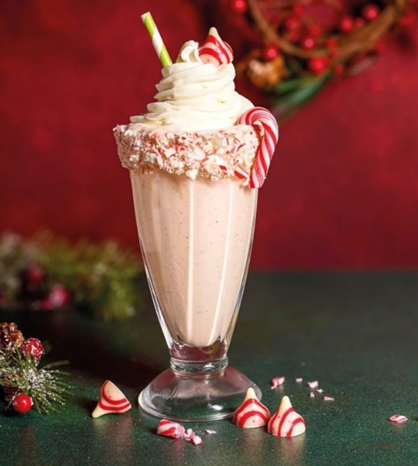 Candy cane white chocolate milkshake