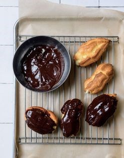 Candy cap éclairs with reishi chocolate glaze [Graham Steinruck]