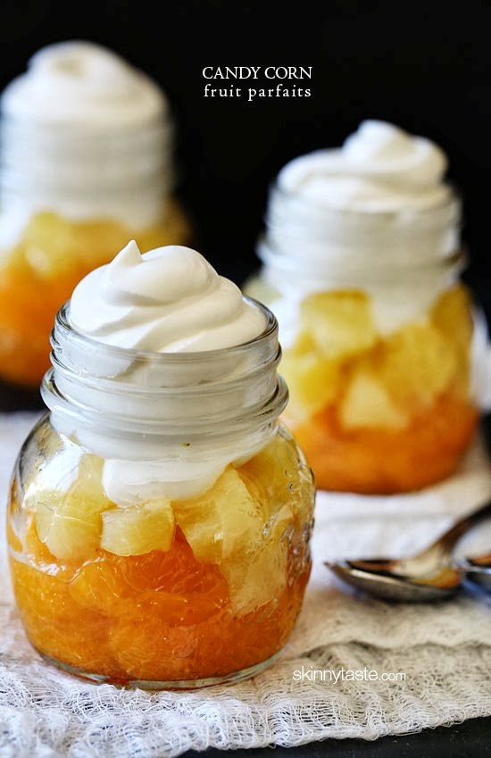 Candy corn fruit parfaits