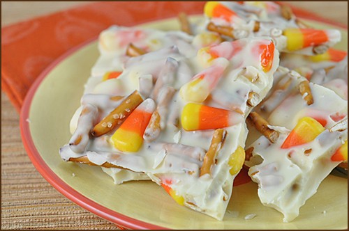 Candy corn pretzel bark