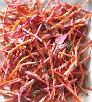 Candy-stripe beet and carrot slaw